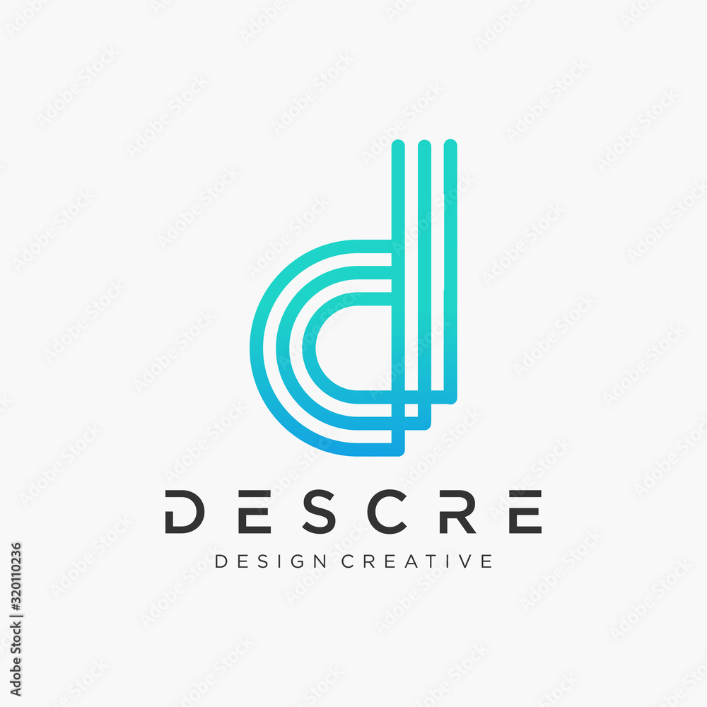 Fototapete initial d logo design with connection concept. logo the letter dd in the form of abstract line art. 
