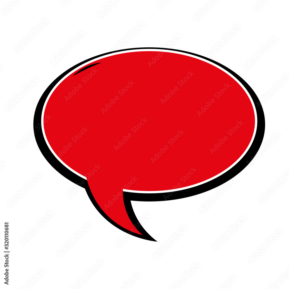 Wall mural speech bubble red color pop art style vector illustration design