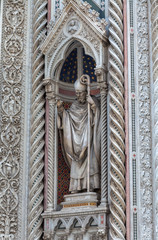 Florence / Italy - September 2015: Decorative elements of the Cathedral (Duomo di Rienze)