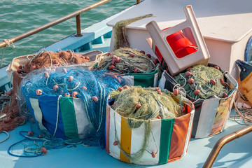 Fishing tackle aboard a ship