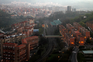 View of Bilbao at dawn from a hill