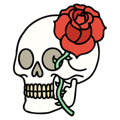 traditional tattoo of a skull and rose