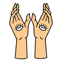 traditional tattoo of mystic hands
