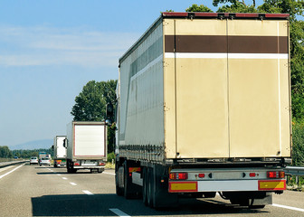 Trucks on the roadway in Switzerland