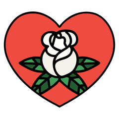 traditional tattoo of a heart and flowers