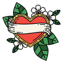 traditional tattoo of a heart and banner