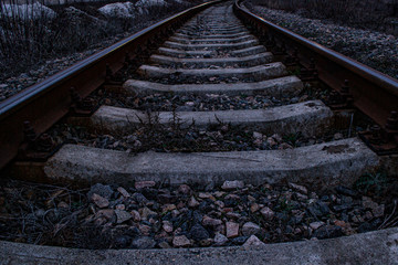  Railway tracks at dusk closeup