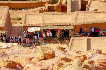 Gift shops in Ksar de Ait Ben Haddou. Morocco. October 2019