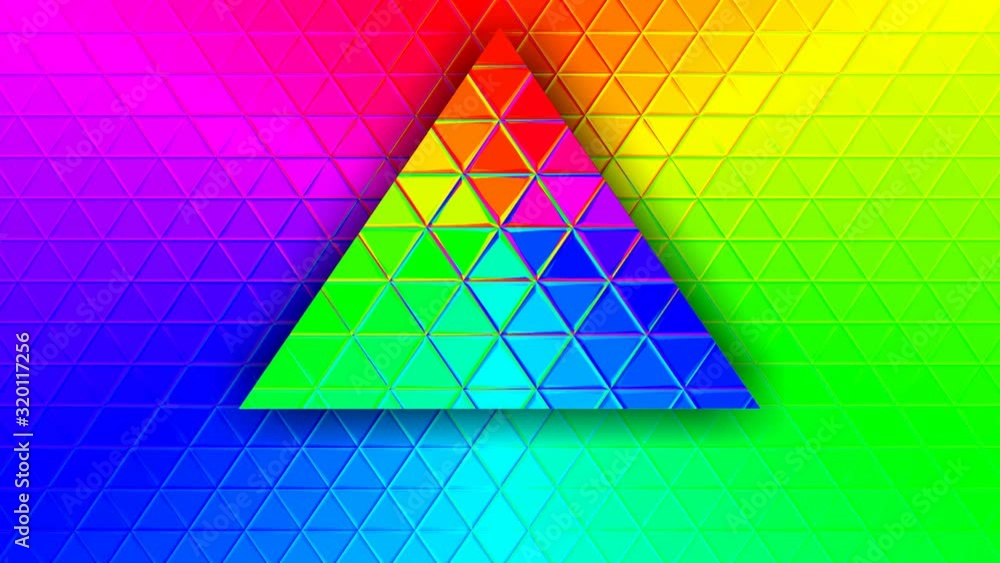 Wall mural rainbow diffraction light triangle shape, seamless loop
