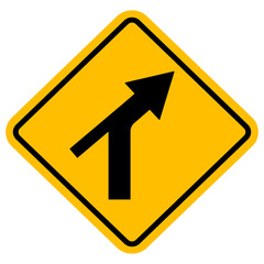 Y intersect curve traffic sign. Yellow diamond board. Perfect for backgrounds, backdrop, sticker, sign, symbol, label, poster, banner, notice etc.