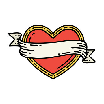 traditional tattoo of a heart and banner