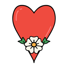 traditional tattoo of a heart and flower
