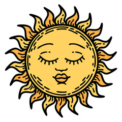 traditional tattoo of a sun