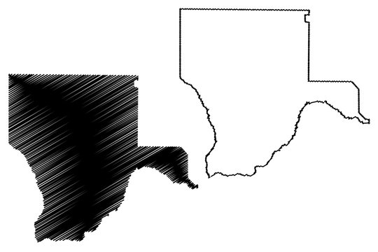 Kgalagadi District (Districts of Botswana, Republic of Botswana) map vector illustration, scribble sketch Kgalagadi map
