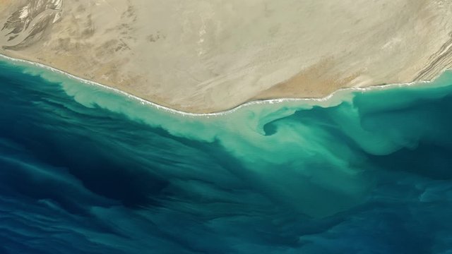 Aerial satellite view of beach and sea coastline, animation. Images furnished by Nasa