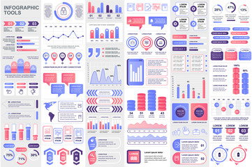 Fototapeta na wymiar Bundle infographic elements data visualization vector design template. Can be used for steps, business processes, workflow, diagram, flowchart concept, timeline, marketing icons, info graphics.