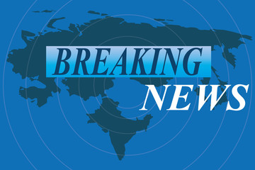 Background screen saver on breaking news. Breaking news live on world map background. Vector illustration.