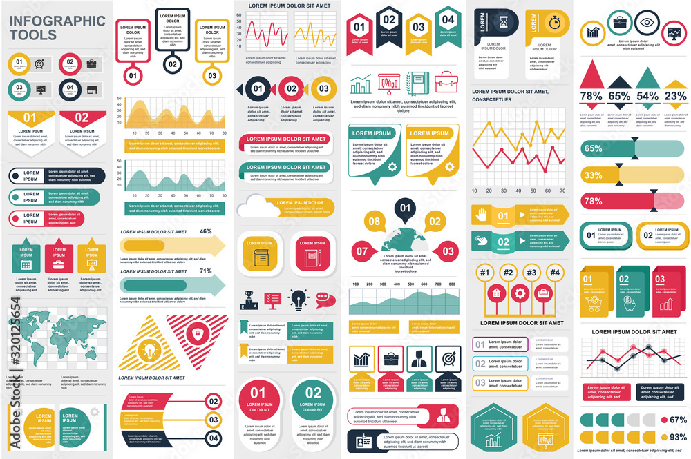 Fototapete bundle infographic elements data visualization vector design template. can be used for steps, busine
