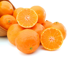 Orange fruits on white background
