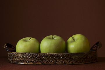 Fresh apples on a dark background	