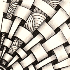 black and white abstract hand drawn illustration in the style of zenart