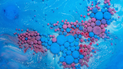 Colorful acrylic bubbles. Abstract ink design template mixed tex. Wallpaper pattern. Oil poster .