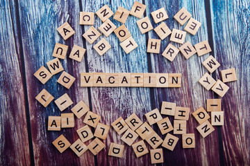 wooden words vacation