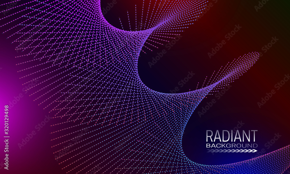 Aufkleber radiant background design with iridescent dots and lines abstraction. futuristic poster background.