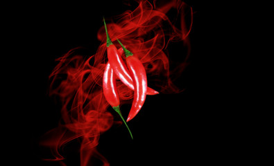 red pepper smoke on black chili background