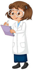 Girl in science gown on isolated background