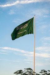 Saudi Arabia flag waving in the wind, Al Khobar, Eastern Saudi Arabia
