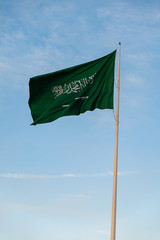Saudi Arabia flag waving in the wind, Al Khobar, Eastern Saudi Arabia