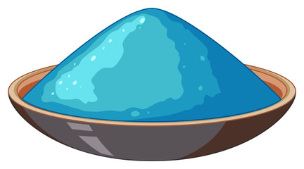 Blue power paint in small bowl on white background