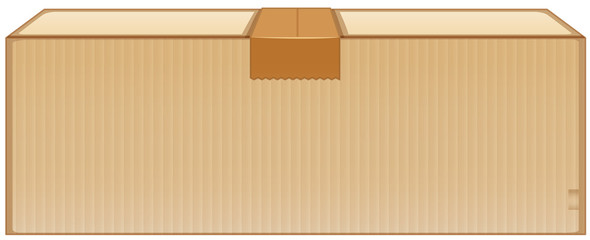 Cardboard box with brown tape on white background