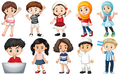 Set of children from different countries