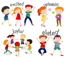 Adjective wordcards with children and words