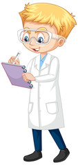 Obraz premium Boy in science gown on isolated background