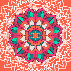 Mandala patterns on orange background
