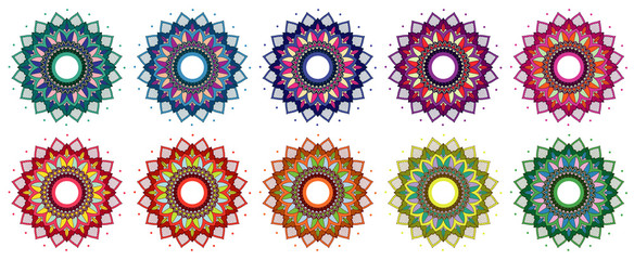 Mandala patterns in many colors