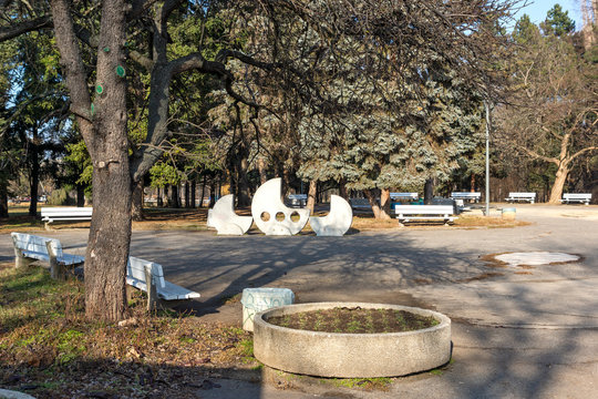 Winter view of South Park in city of Sofia, Bulgaria