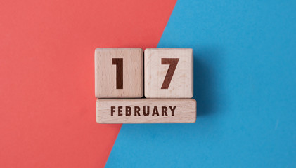 February 17 written with wooden blocks