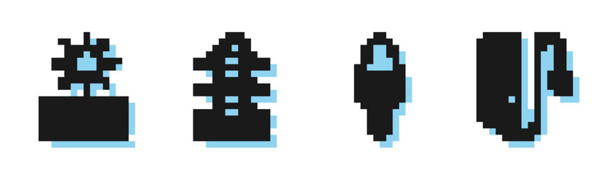 Set line Light bulb, Solar energy panel and sun, High voltage power pole line and Electric extension cord icon. Vector