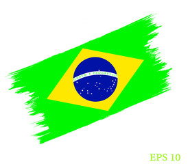 Flag of Brazil, brush stroke, transparent background