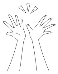 ハイタッチする女性の手元