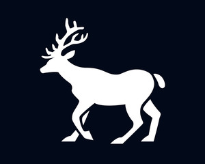  Horned Deer Or Elk With Big Antlers Silhouette Isolated Vector Illustration