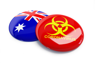 coronavirus in Australia on a white background 3D illustration, 3D rendering