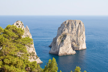 Naklejka premium Capri famous stacks, Capri island, Italy.
