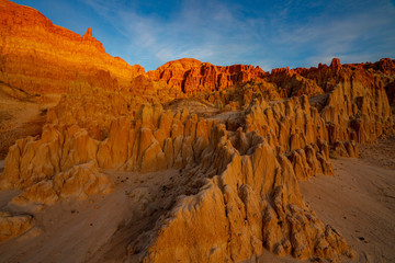 Sunset Glow on the Cathedral Gorge Formation
