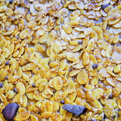 Caramelized Swiss chocolate bars with almond