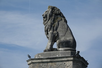 Fototapeta na wymiar Bayrischer Löwe am Hafen von Lindau